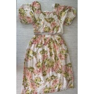 Calypso St. Barth Set Maxi Princess Skirt Cropped Top Romantic Boho Floral L